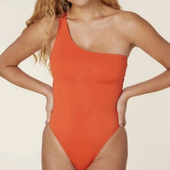 Andie The Nantucket One Piece One Shoulder Swim Bathing Suit Siren Size L New - Picture 1 of 10